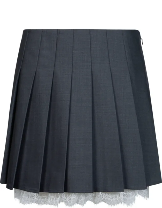 Lace Trim Pleated Mini Skirt
