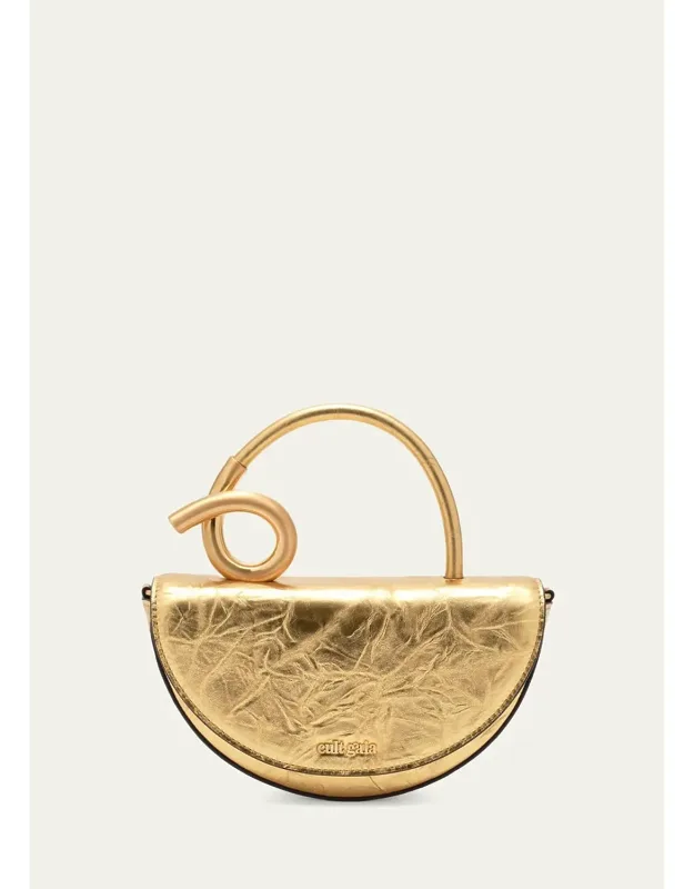 Sculptural Metallic Leather Top-handle Bag