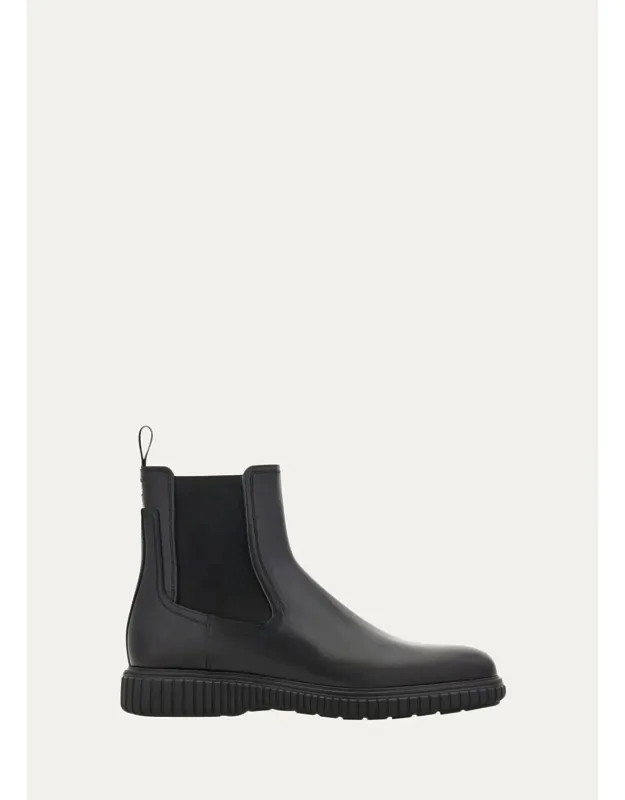 Leather Rubber-sole Chelsea Boots