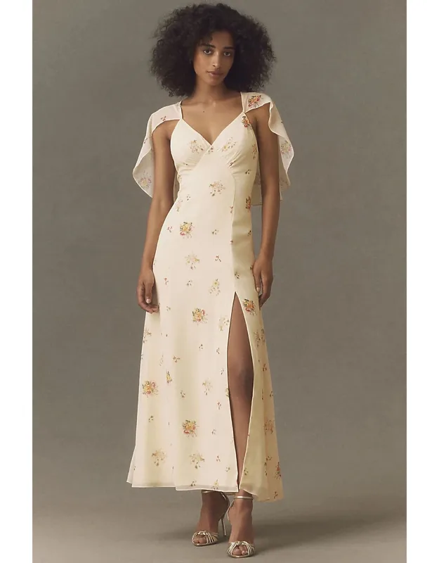 Chiffon Cape Maxi Dress