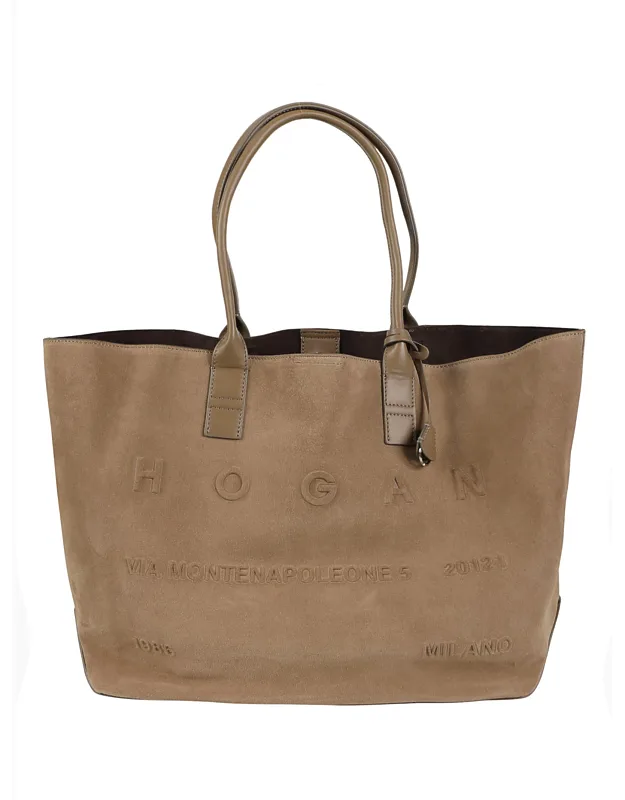 Address Medium Embossed Calf Leather Shopping Bag