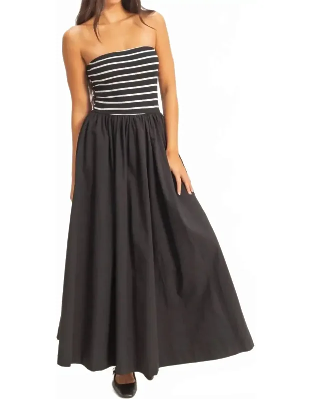 Striped Strapless Flowy Dress