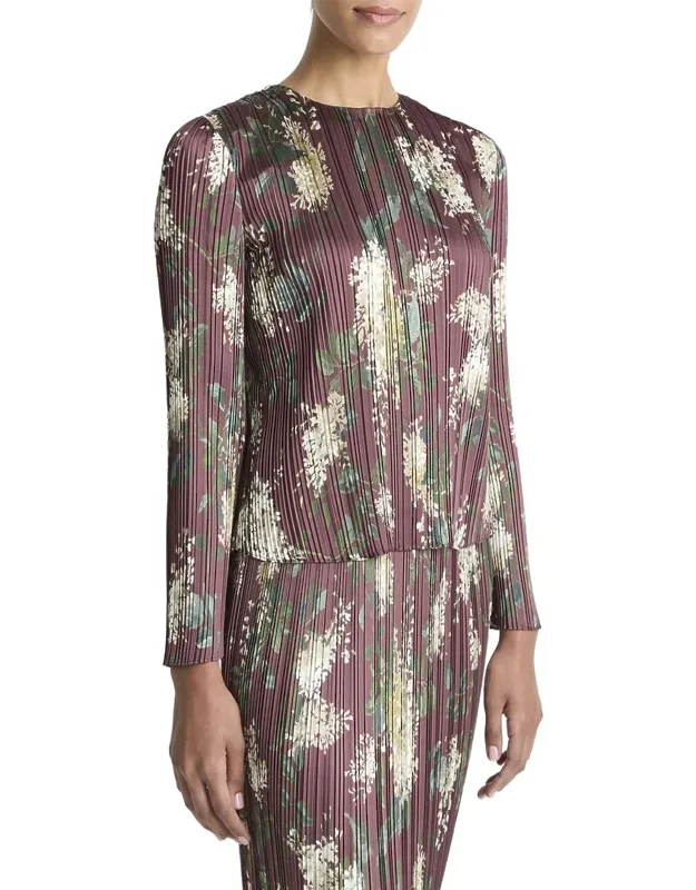 Lilac Printed Micro Pleated Top