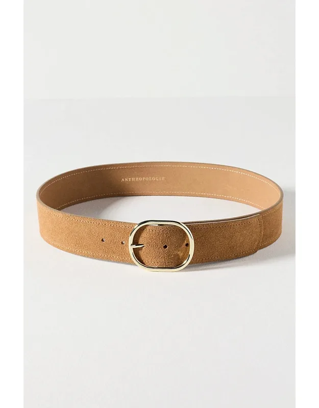 Oval Buckle Leather Belt