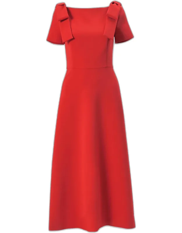 Boatneck Bow Midi Dress