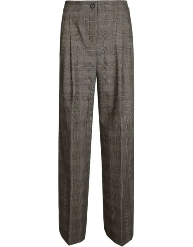 Plumeria Tailored Wool-blend Plaid Straight-leg Trousers