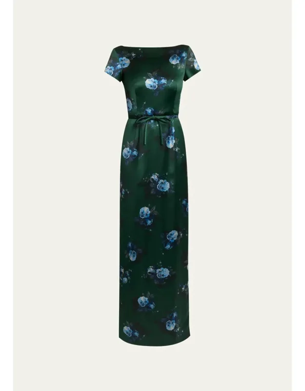 Printed Boatneck Maxi Dress