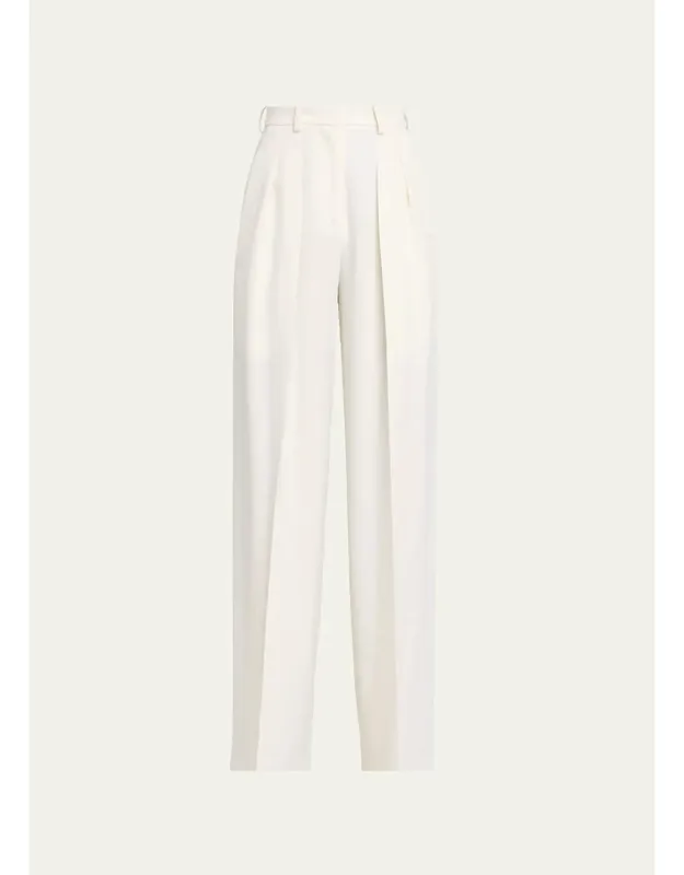 Pleated High-rise Wool Pants