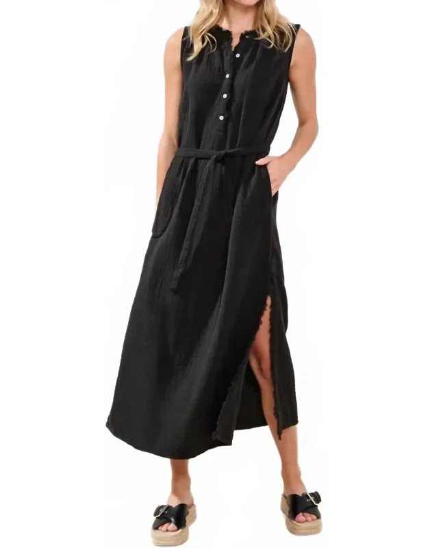 Cotton Crinkled Gauze Maxi Dress