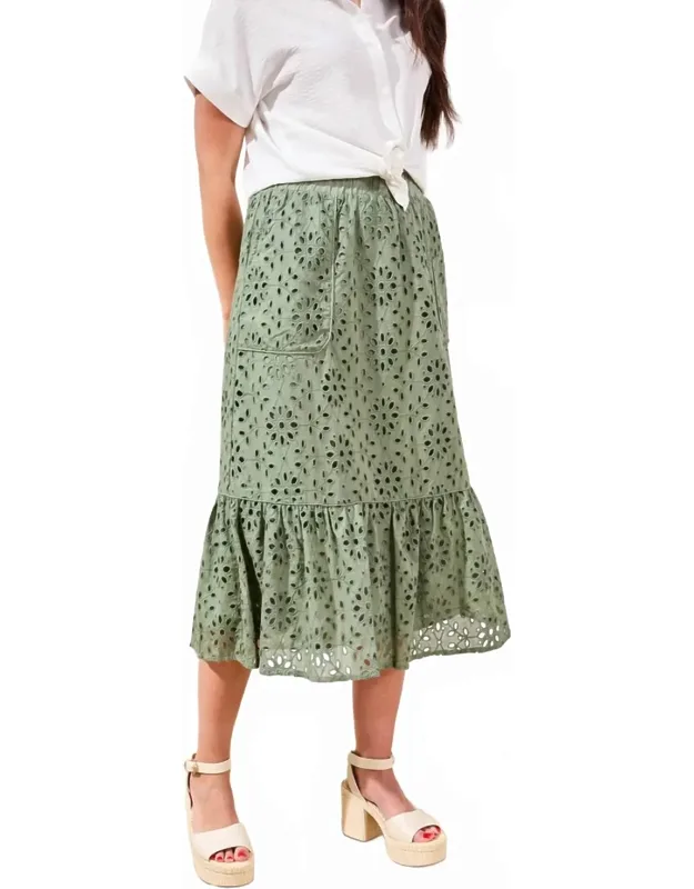 Floral Embroidered Tiered Boho Maxi Skirt