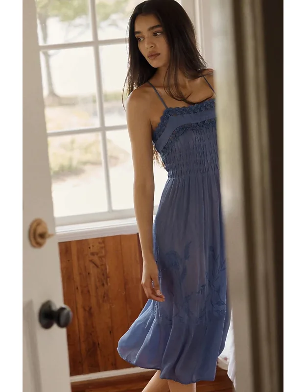 Pleated Chiffon Midi Dress