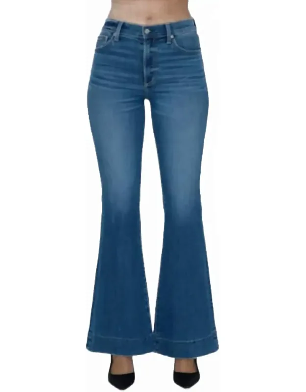 Kinsley Mid Rise Ultra Flare Jeans With Flared Leg And Comfortable High-rise Fit