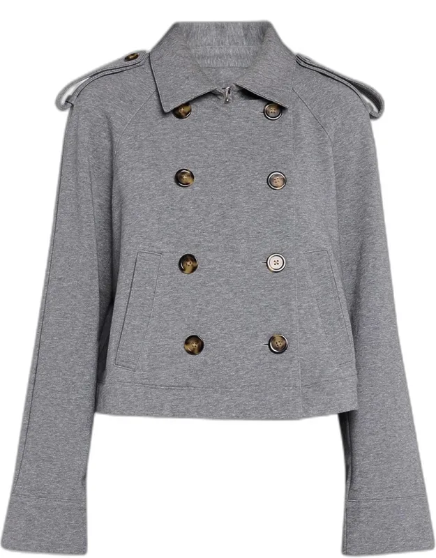 Cotton-blend Double-breasted Crop Trench Coat