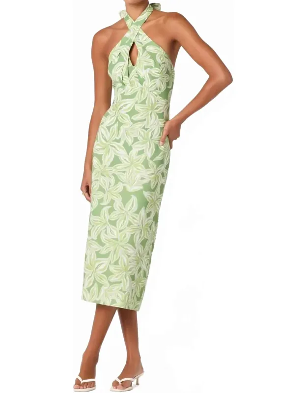 Halter Keyhole Midi Dress