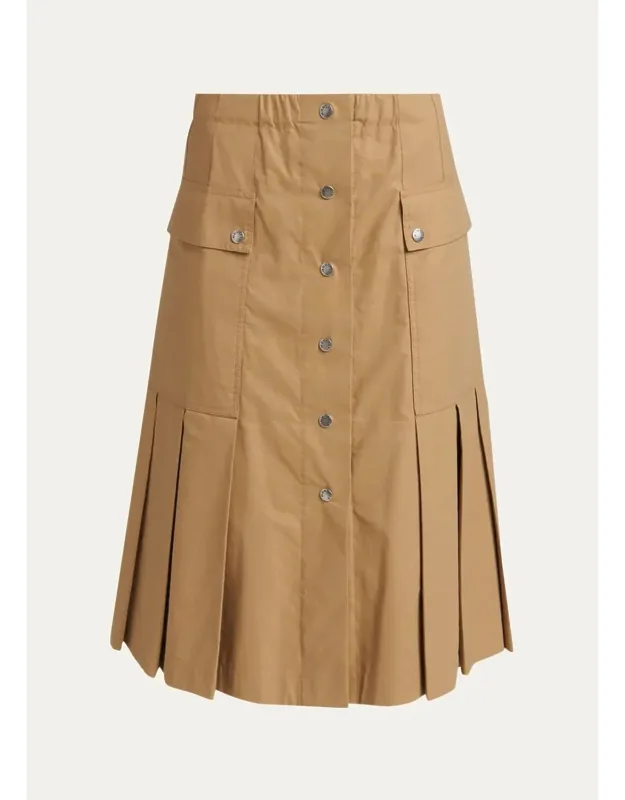 Pleated A-line Midi Skirt