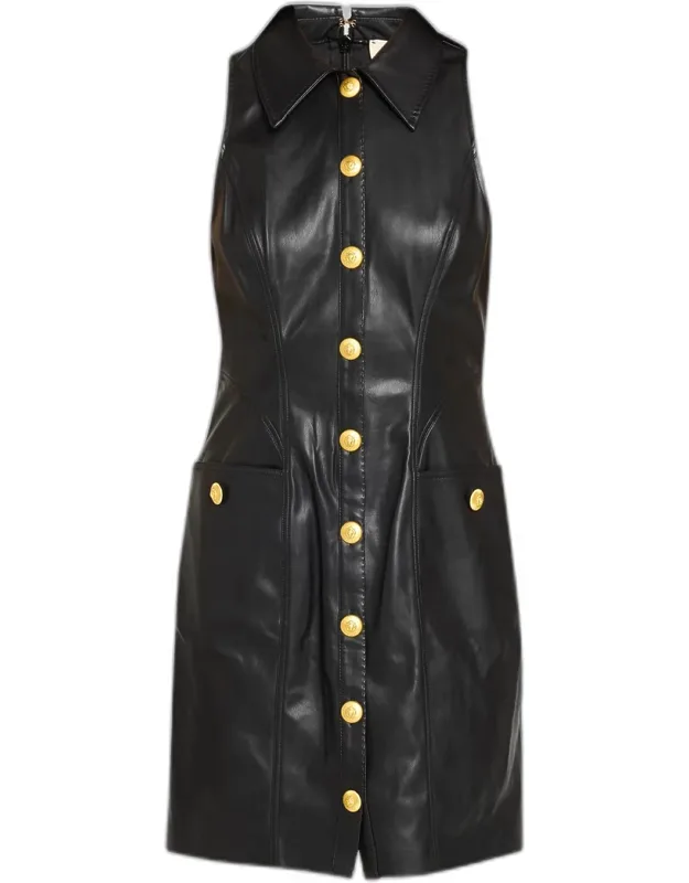 Apolline Sleeveless Faux-leather Mini Dress