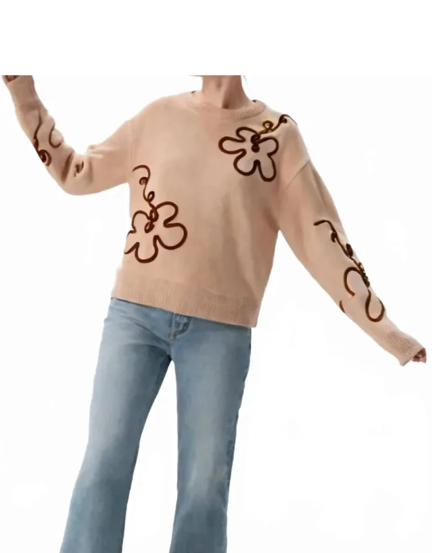 Floral Pattern Knit Sweater