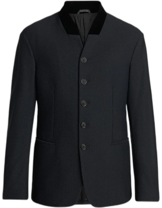 Rice Stitch Stand-collar Blazer