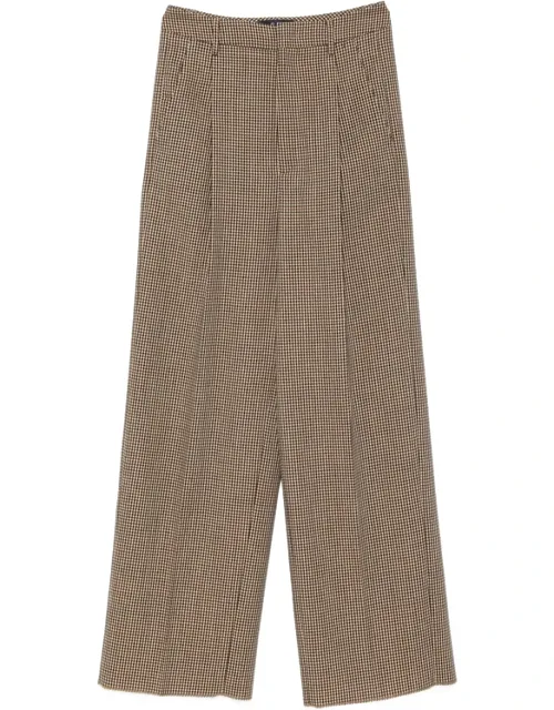 Houndstooth-pattern Wide-leg Trousers
