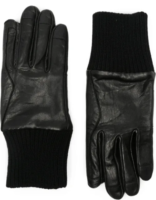 Ribbed-cuff Leather Gloves