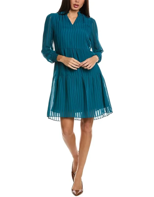 Mini Dress With Smocked Collar And Tiered Shirring