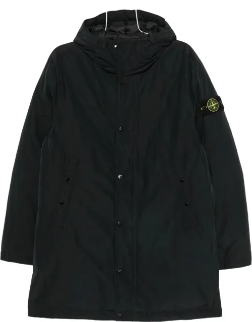 Hooded Parka With Detachable Compass Badge And Front Press-stud Fastening
