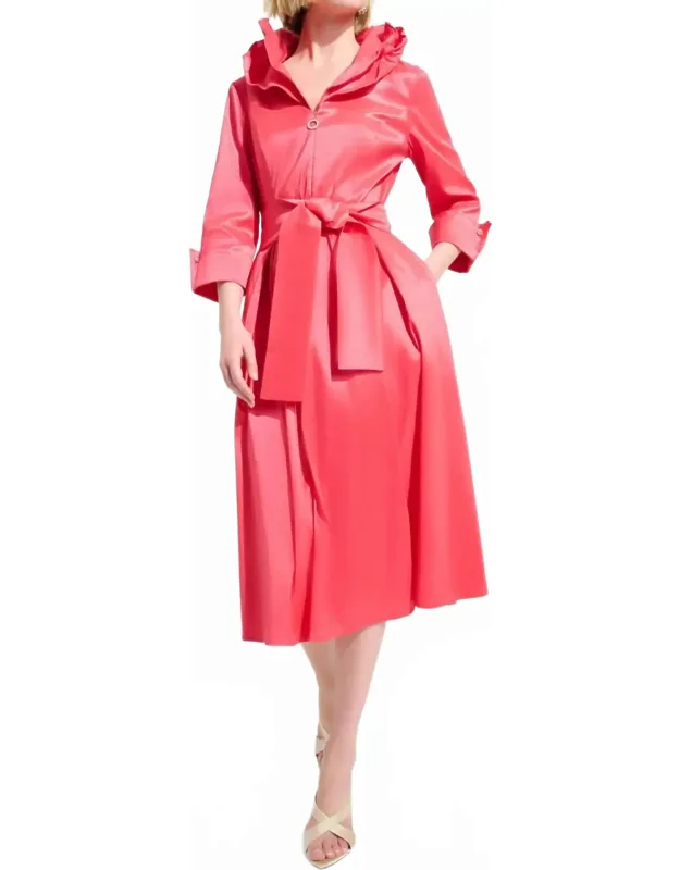 Pleated Taffeta Midi Fit And Flare Dress