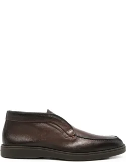 Grainy Leather Slip-on Boots