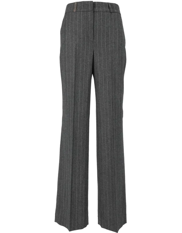 Pinstripe Mid-rise Straight-leg Pants