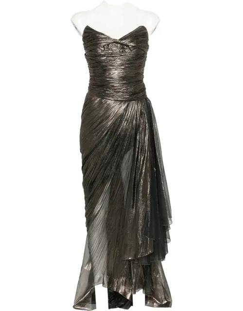 Metallic-effect Lace-up Dress