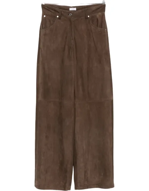 Suede Wide-leg Trousers