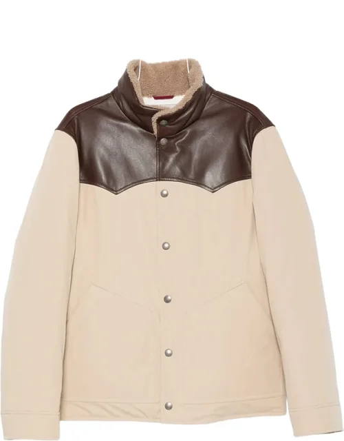 Shearling-trim Leather-yoke Jacket