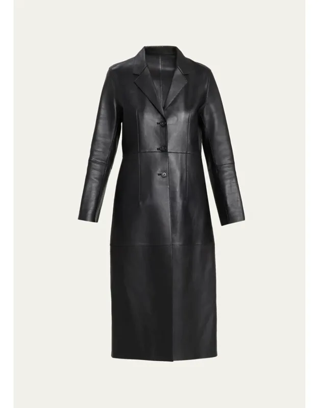 Leather Slim Long Coat