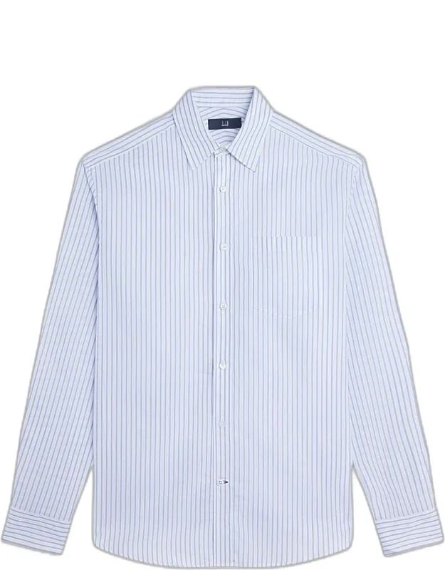 Cotton Textured Stripe Point Collar Sport Shirt
