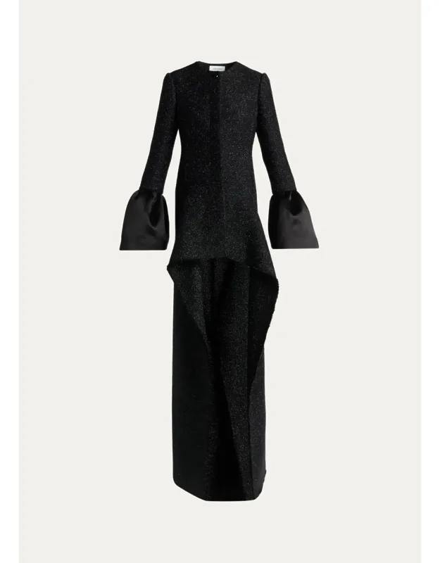 Metallic Tweed Long Coat