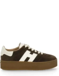 Suede Leather Sneakers With Rubber Platform Sole