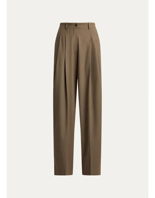 Wool-blend Pleated Wide-leg Pants