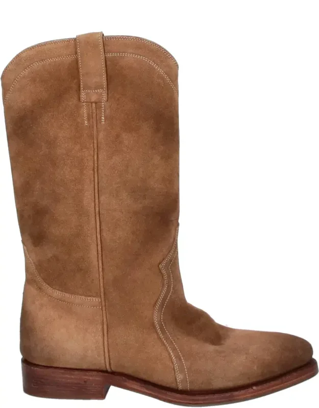 Mid-calf Suede Boots With Slip-on Design