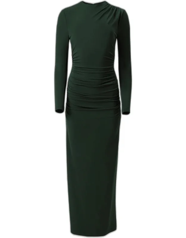 Ruched Long-sleeve Maxi Dress