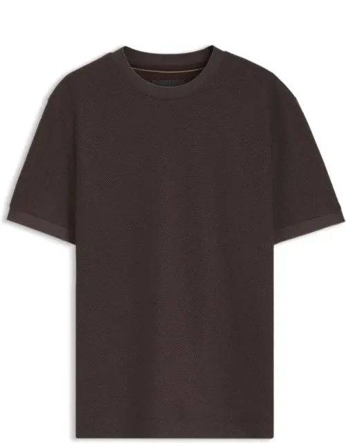 Cotton T-shirt With Two-tone Piqué Structure