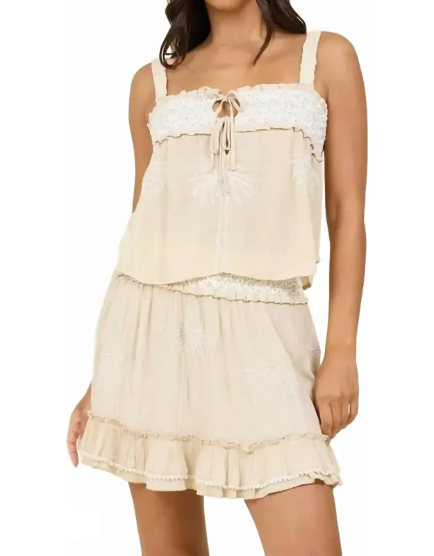 Smocked Skirt With Palm Tree Detail
