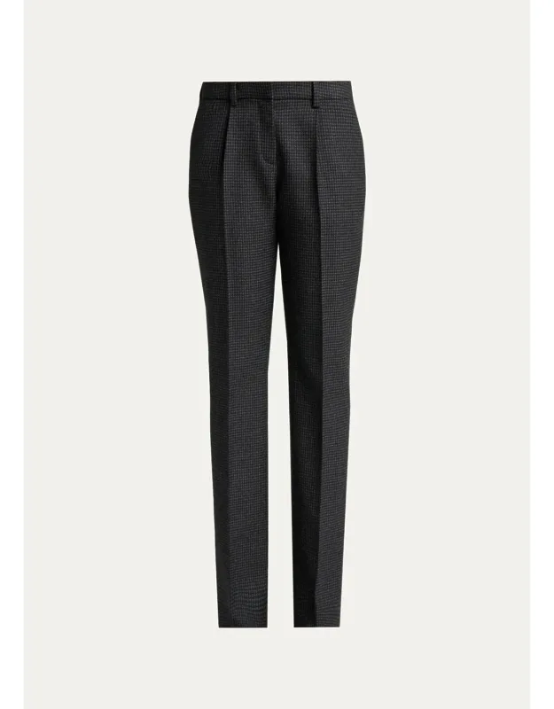 Micro-houndstooth Wool-blend Slim-fit Trousers