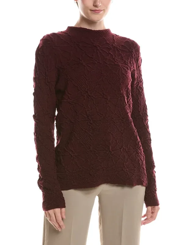 Funnel Neck Textured Wool-blend Sweater
