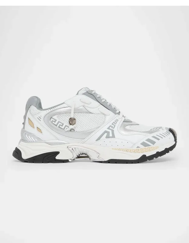 La Greca Leather & Mesh Low-top Sneakers