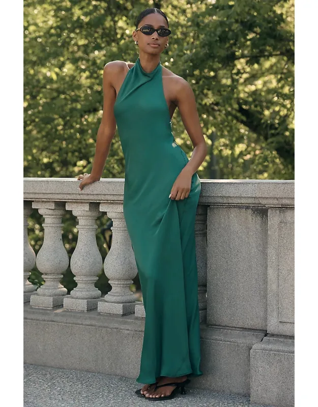 Satin Halter Maxi Dress