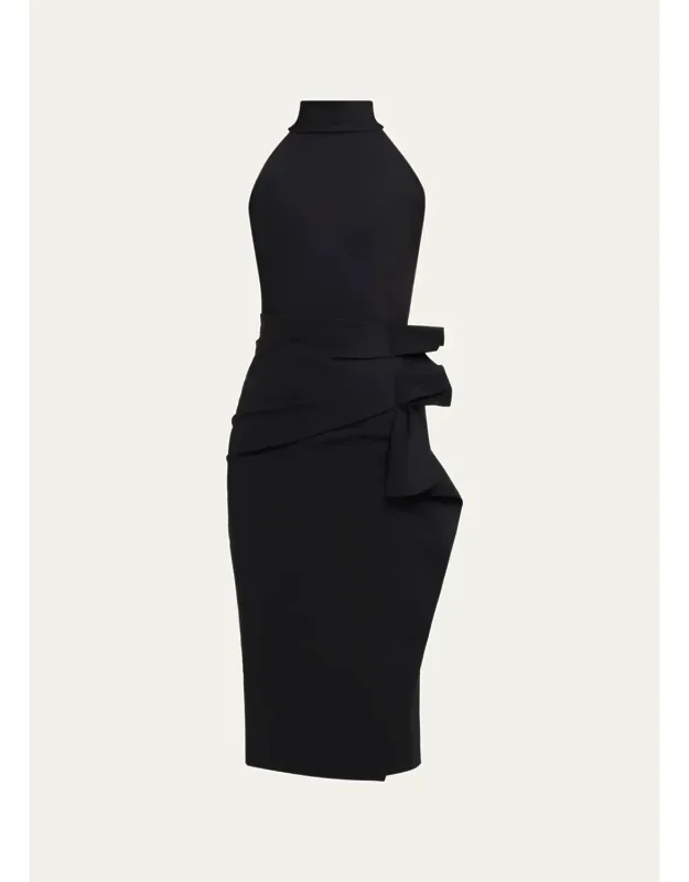 Sleeveless Halter Ruched Dress