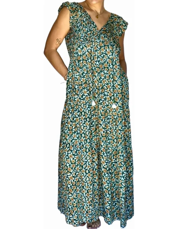 Jacqueline Maxi Dress - A-line Silhouette, Deep V-neck