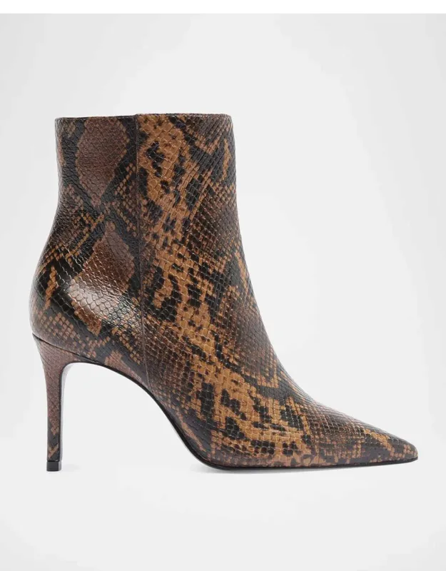 Mikki Snake-print Leather Ankle Boots
