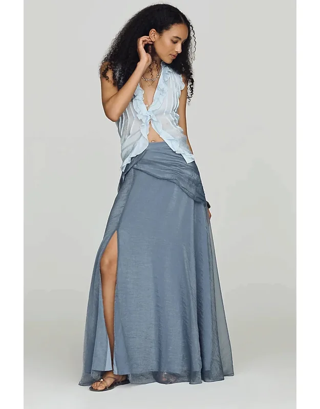 Draped Chiffon Maxi Skirt