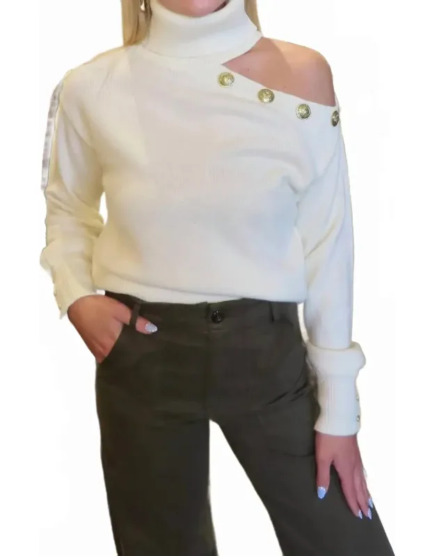 Cold Shoulder Turtleneck Sweater